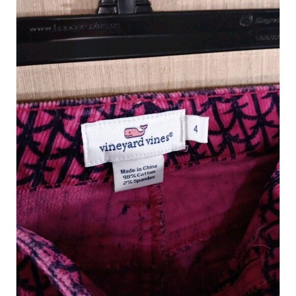Vineyard Vines Size 4 Womens Corduroy PantsPink Anchor Novelty Print‎ Slim Leg - Picture 4 of 7